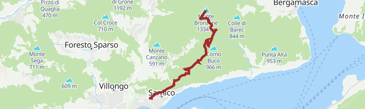 Route map: Trekking da Sarnico al Monte Bronzone